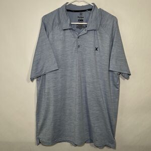 Hurley Polo Shirt Mens Size XL Light Blue Heather Short Sleeve Polyester Spandex